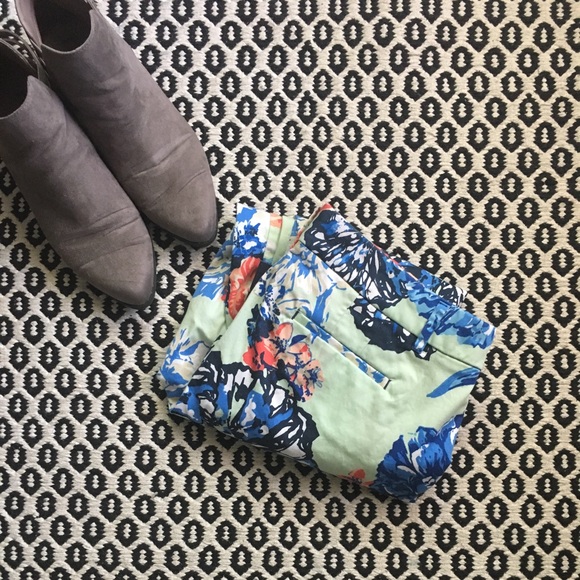 J. Crew Factory Pants - J. Crew Factory Floral Mint Green Pants